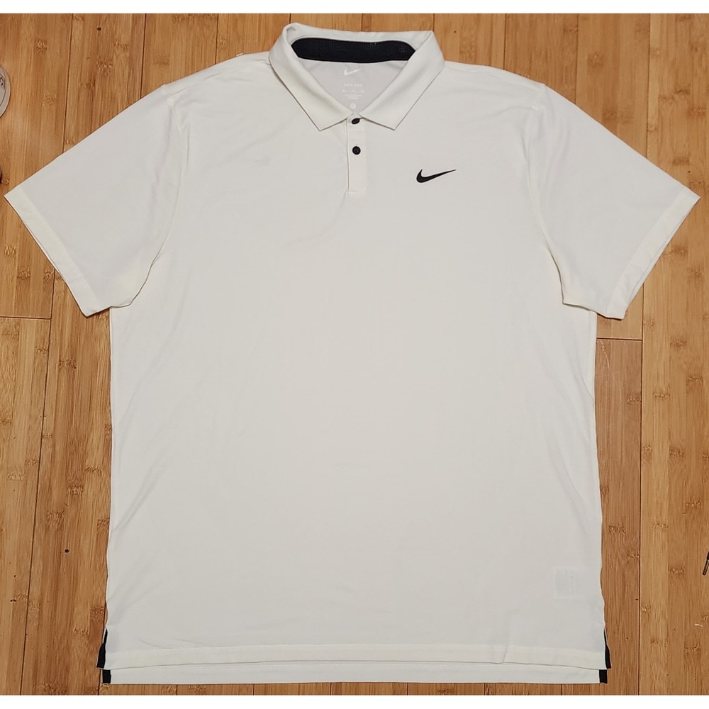 Nike Polo Shirt Mens XL Beige Dri-FIT Tour Golf Tennis Performance Active DV3123